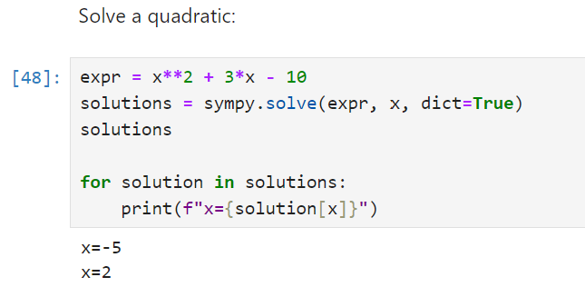 SymPy quadratic